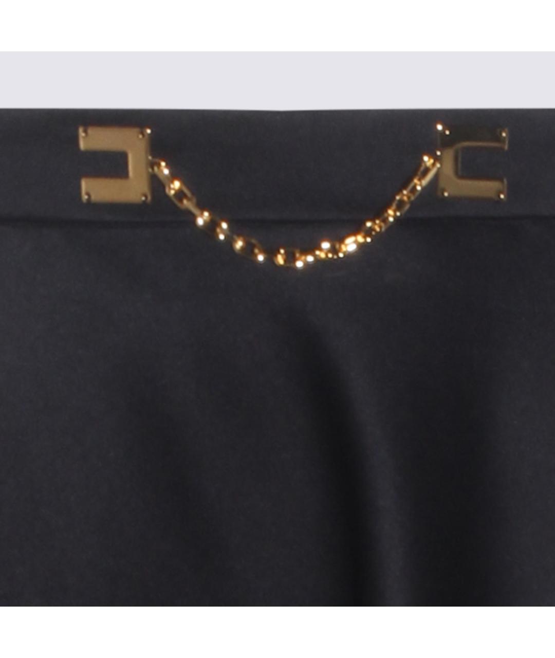 ELISABETTA FRANCHI Черная полиэстеровая юбка миди, фото 3