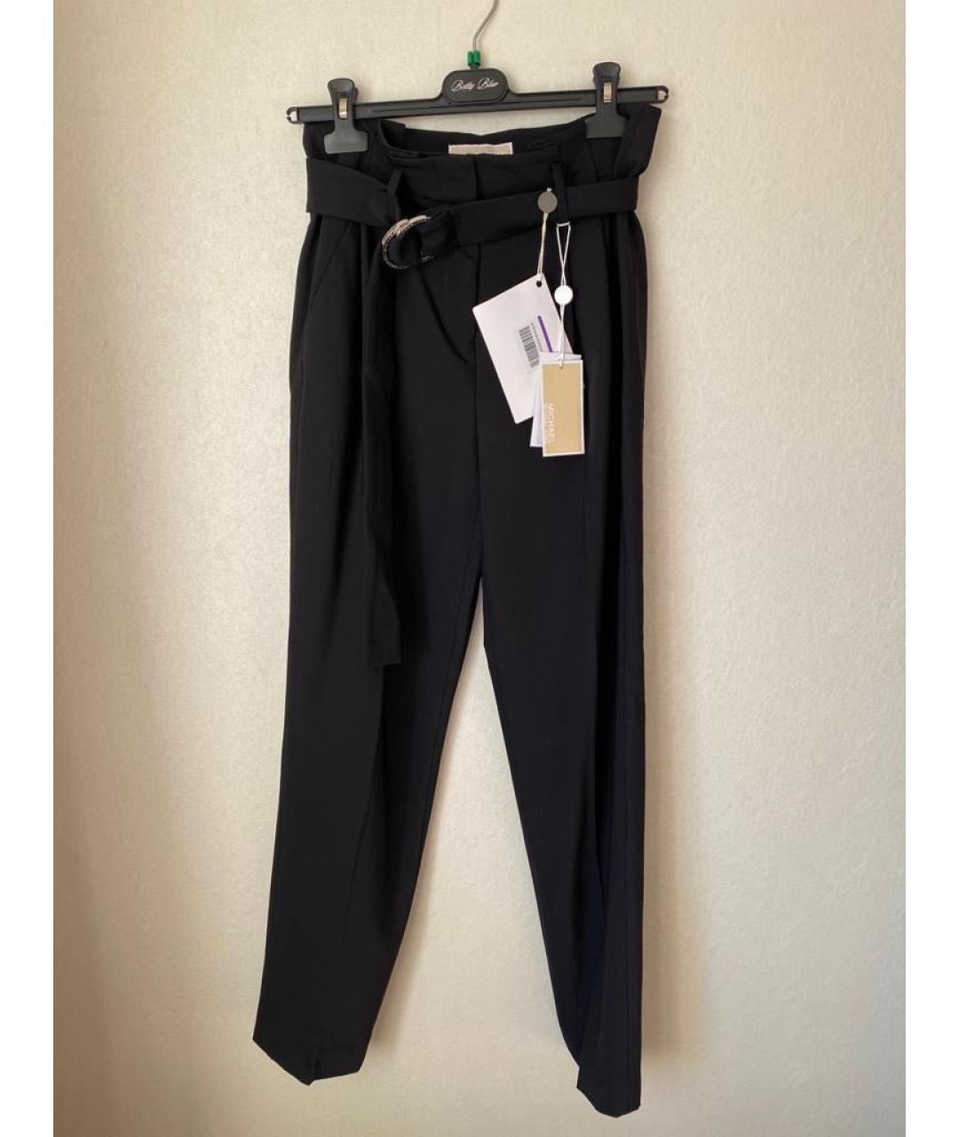 MICHAEL MICHAEL KORS Черные шерстяные прямые брюки, фото 3