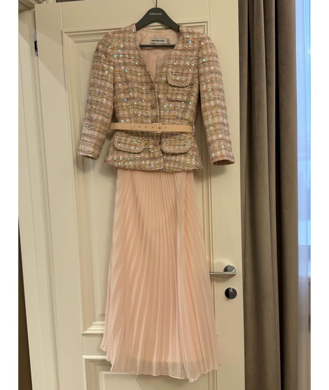 SELF-PORTRAIT Розовое твидовое коктейльное платье, фото 5