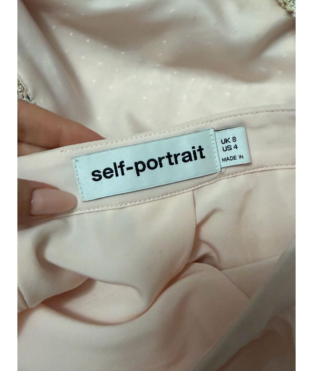 SELF-PORTRAIT Розовое твидовое коктейльное платье, фото 4