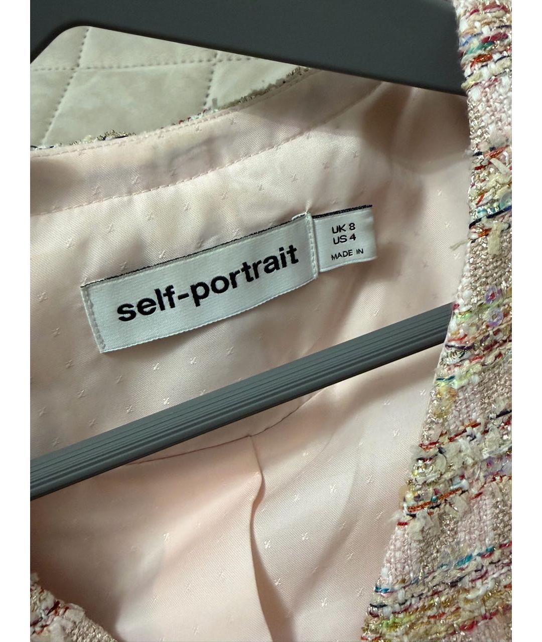 SELF-PORTRAIT Розовое твидовое коктейльное платье, фото 3