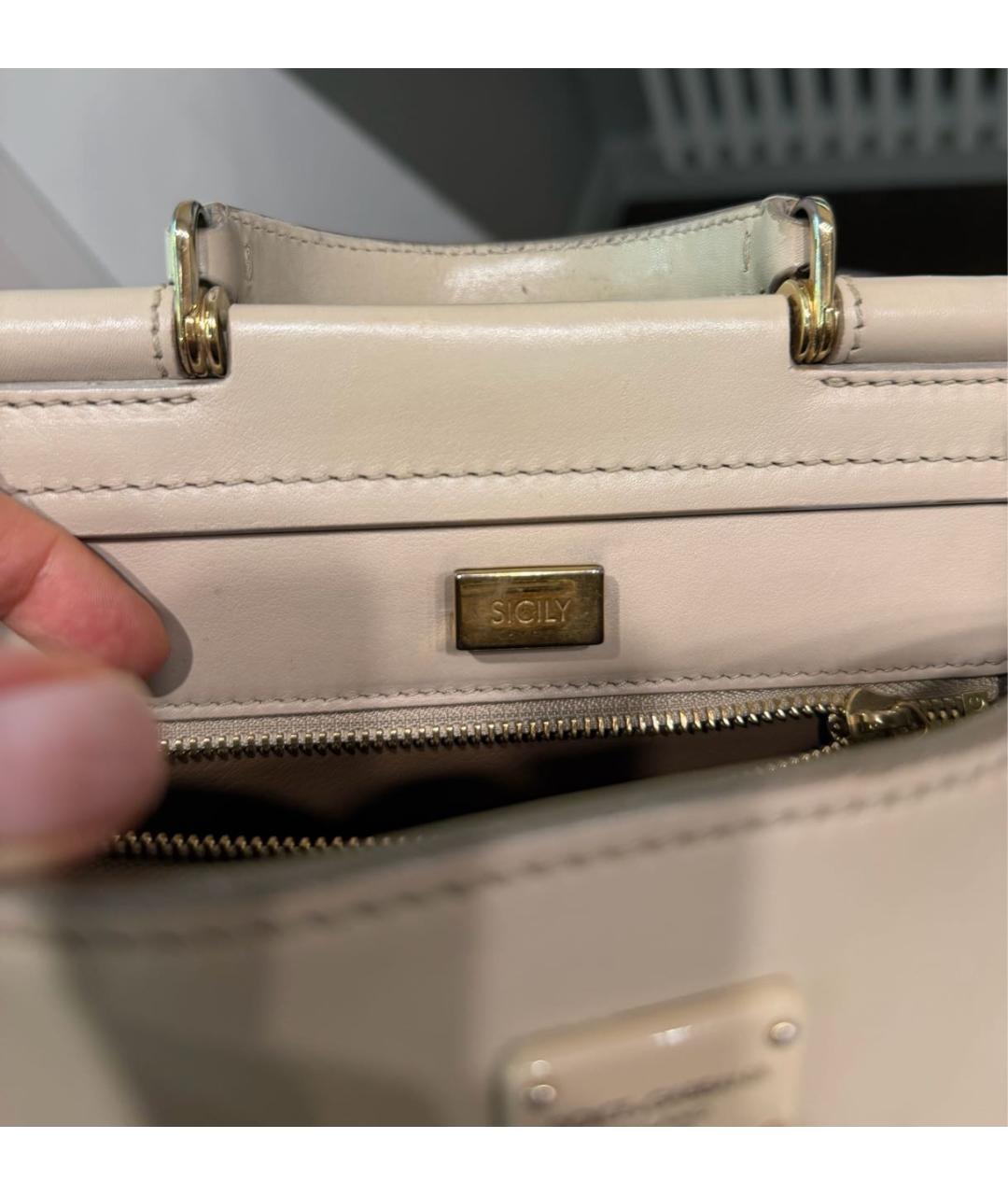 DOLCE&GABBANA Бежевая кожаная сумка через плечо, фото 8