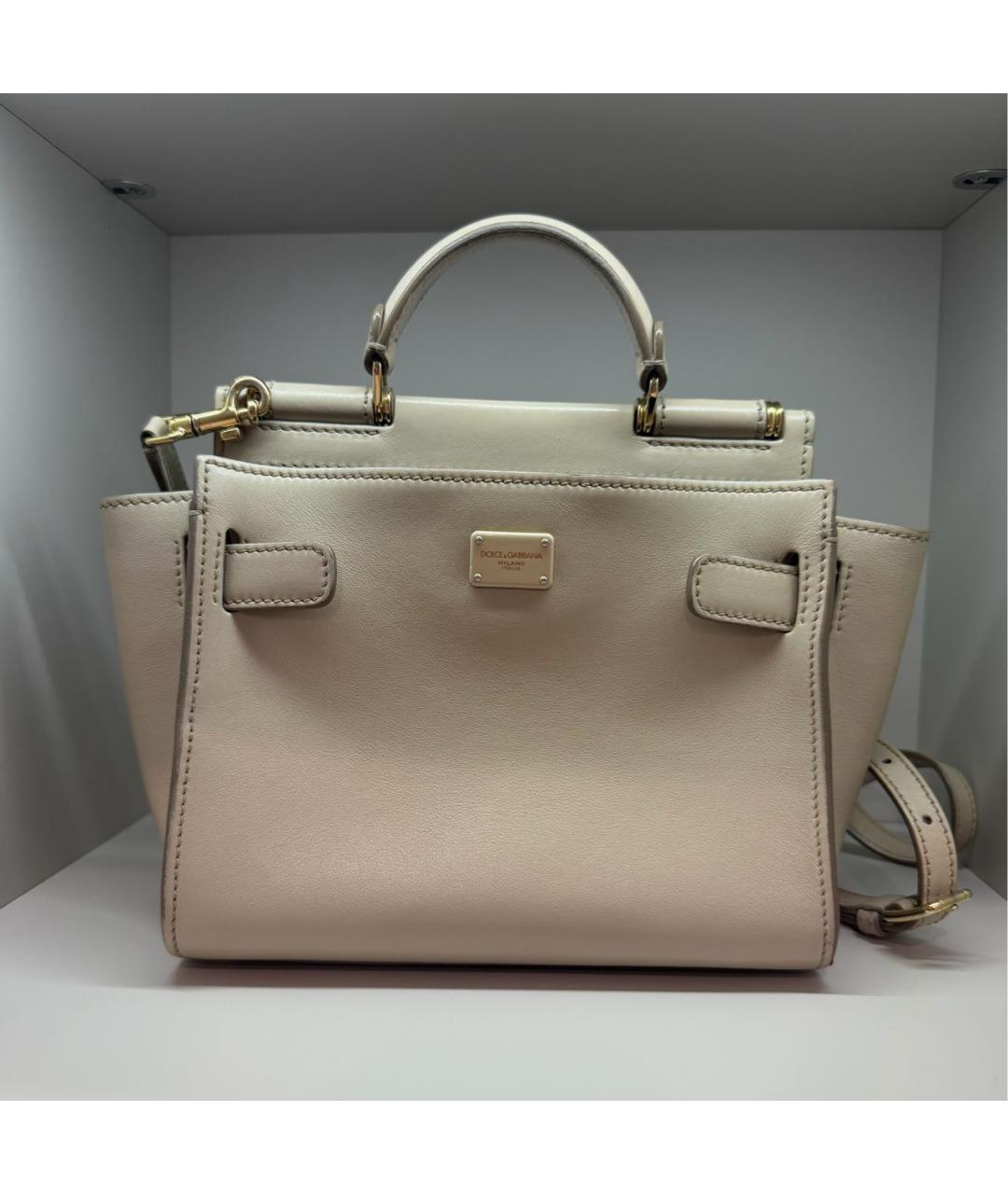 DOLCE&GABBANA Бежевая кожаная сумка через плечо, фото 9