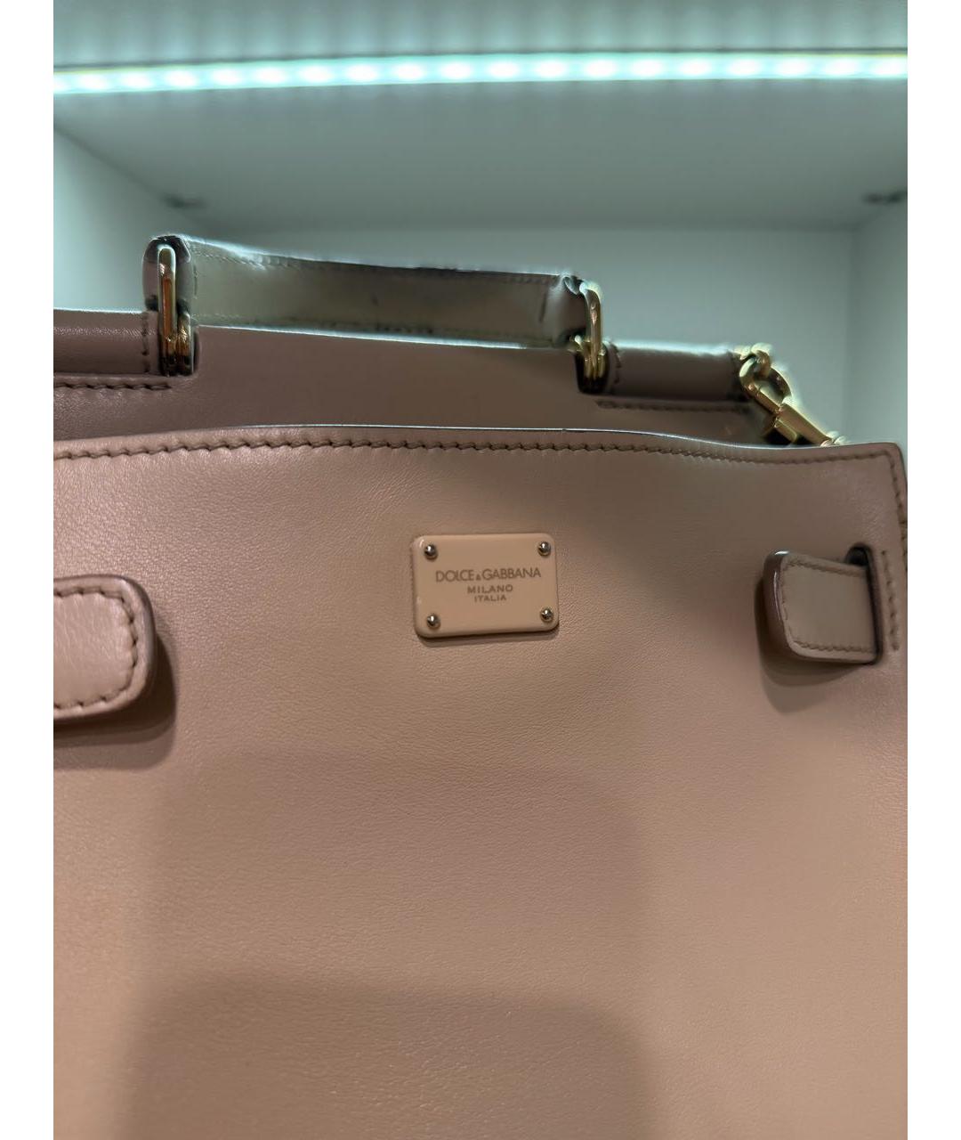 DOLCE&GABBANA Бежевая кожаная сумка через плечо, фото 6