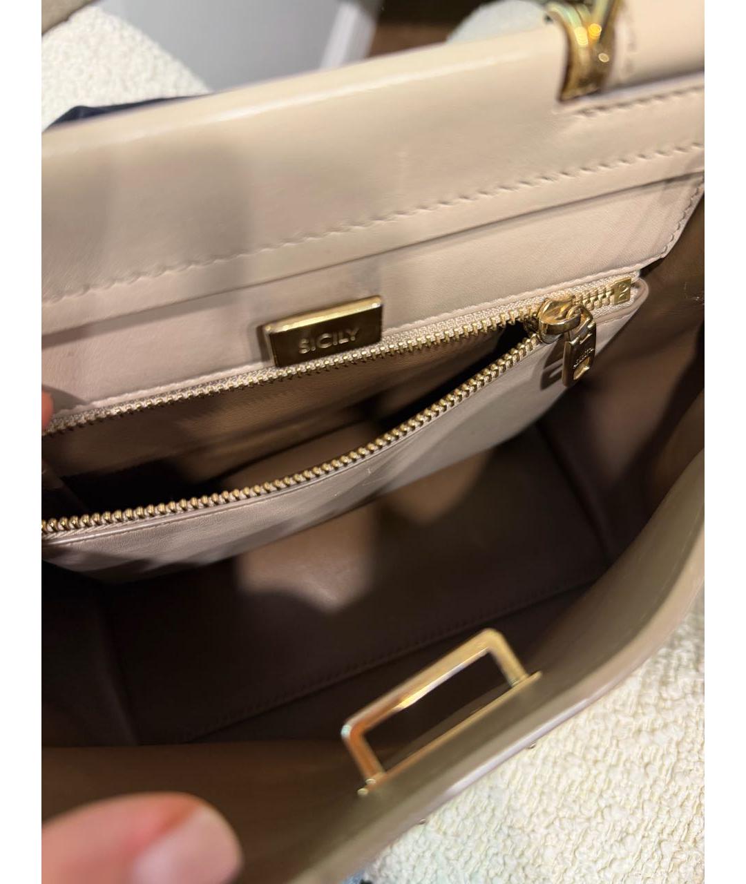 DOLCE&GABBANA Бежевая кожаная сумка через плечо, фото 4