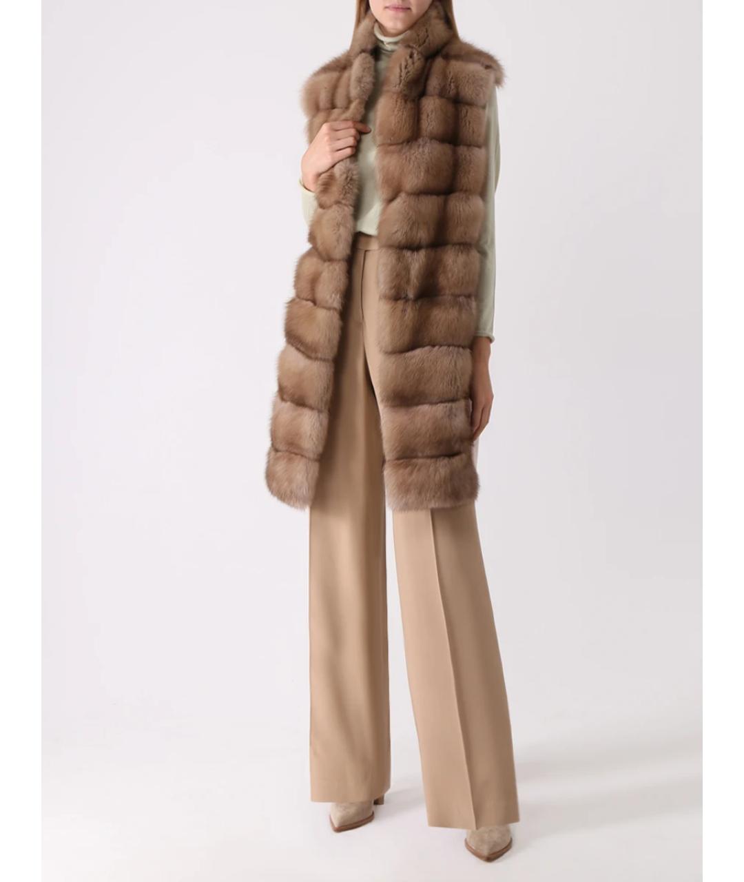 MANZONI 24 Коричневый меховой жилет, фото 2