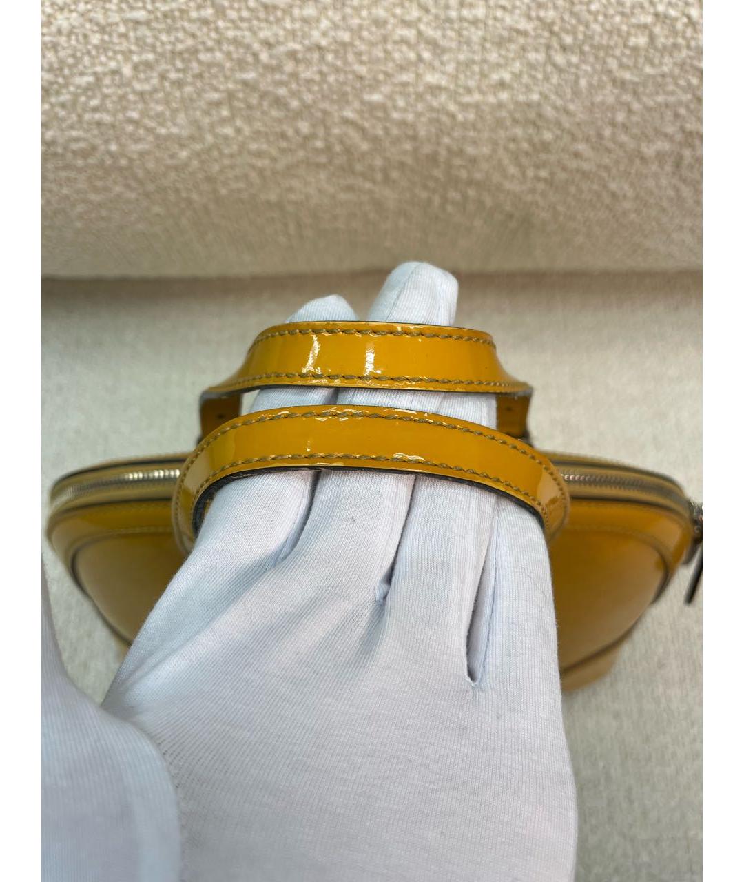 GUCCI Желтая сумка с короткими ручками из лакированной кожи, фото 7