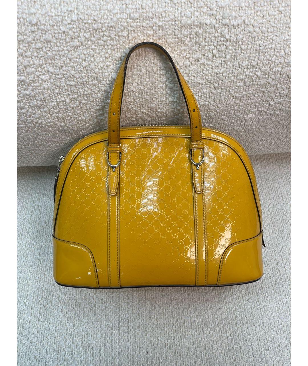 GUCCI Желтая сумка с короткими ручками из лакированной кожи, фото 3