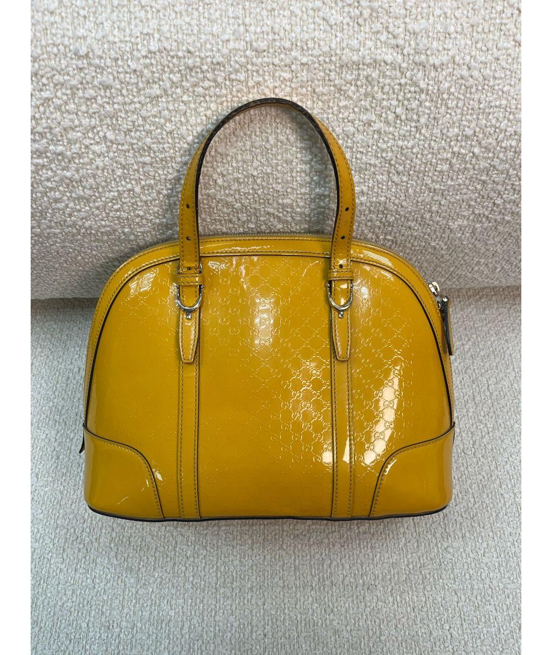 GUCCI Желтая сумка с короткими ручками из лакированной кожи, фото 9