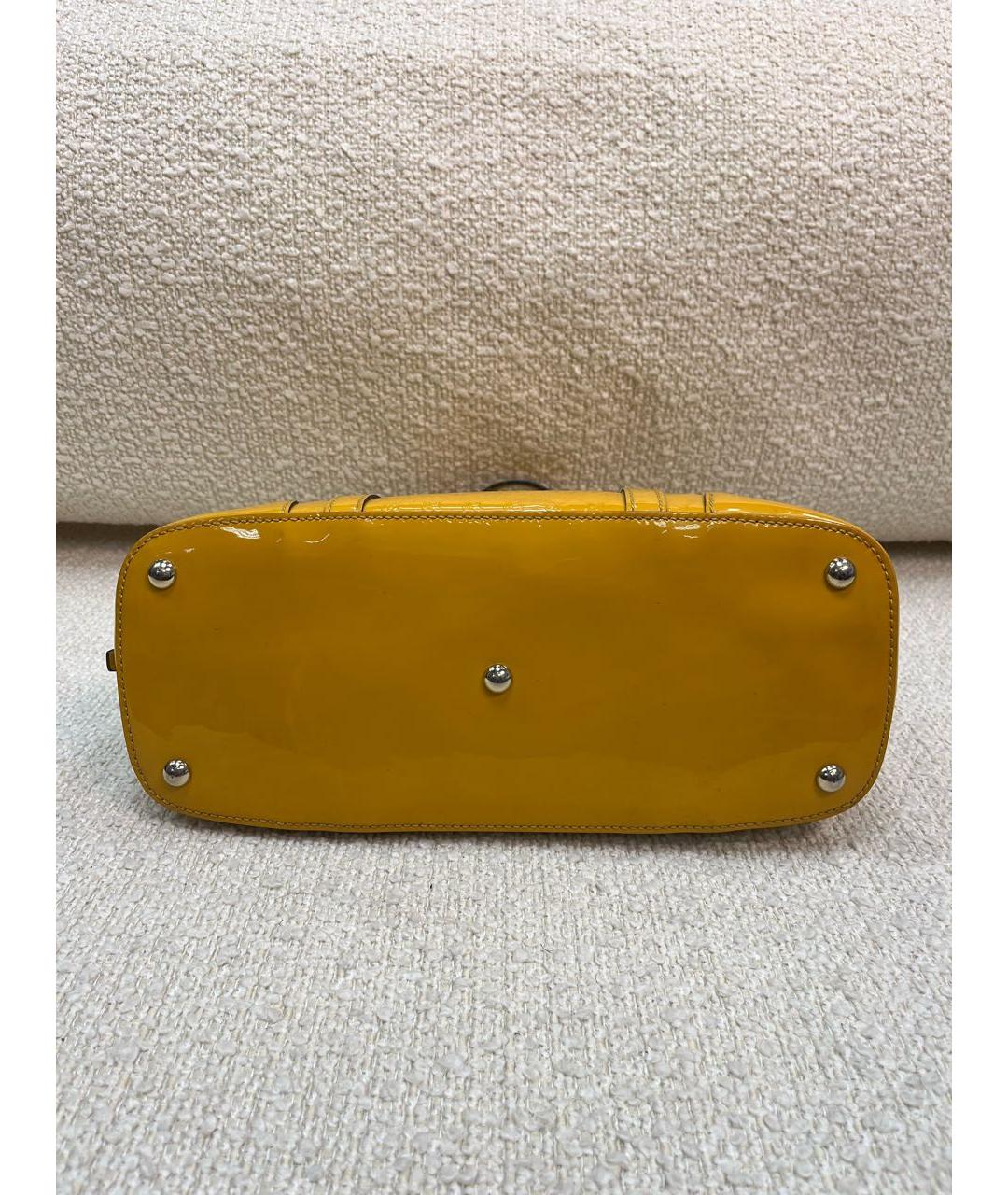 GUCCI Желтая сумка с короткими ручками из лакированной кожи, фото 6