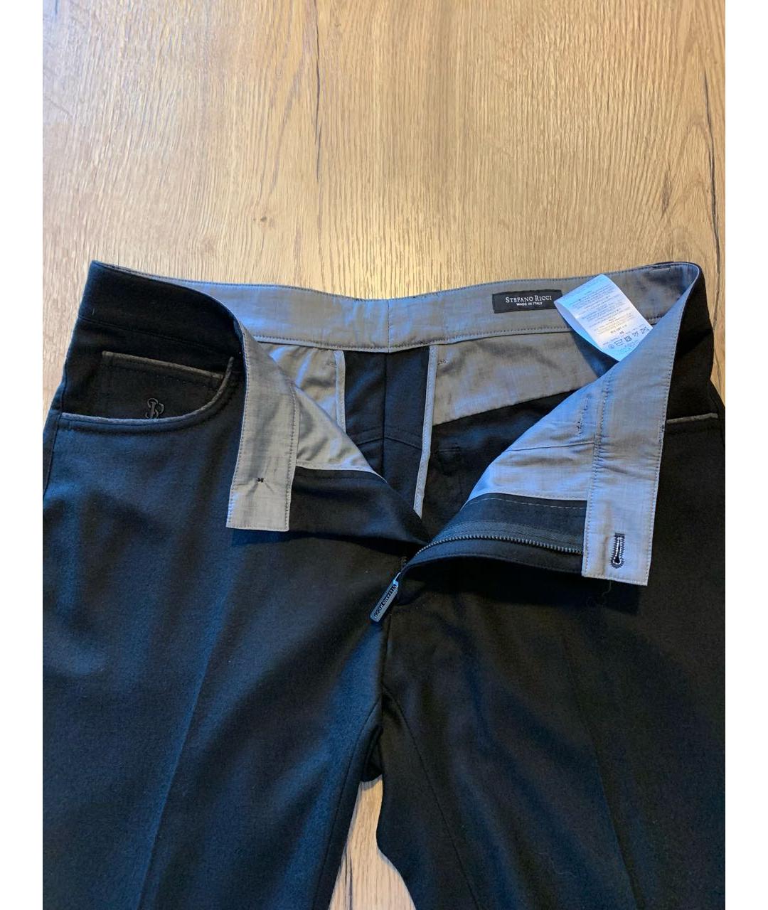 STEFANO RICCI Черные кашемировые повседневные брюки, фото 4