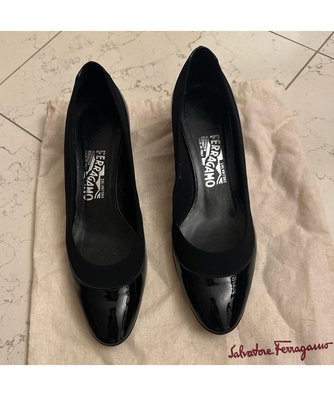 FERRAGAMO Черные туфли из лакированной кожи, фото 3