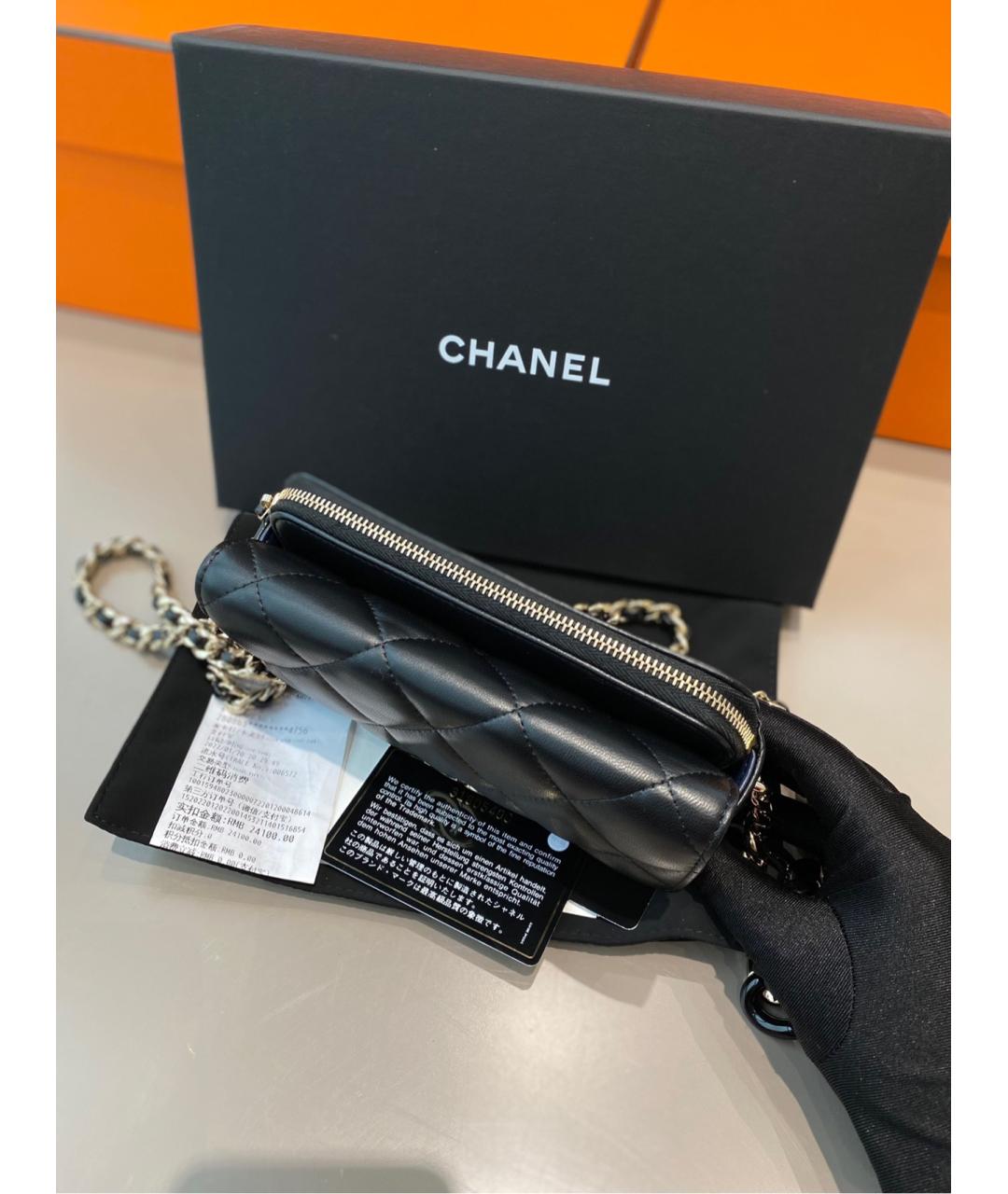 CHANEL Черная кожаная сумка через плечо, фото 6