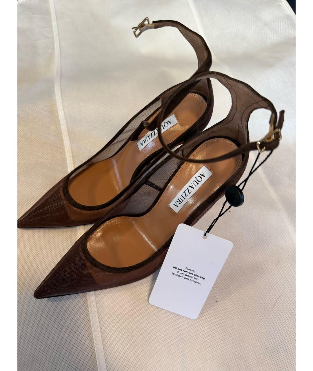 AQUAZZURA Коричневые замшевые туфли, фото 6