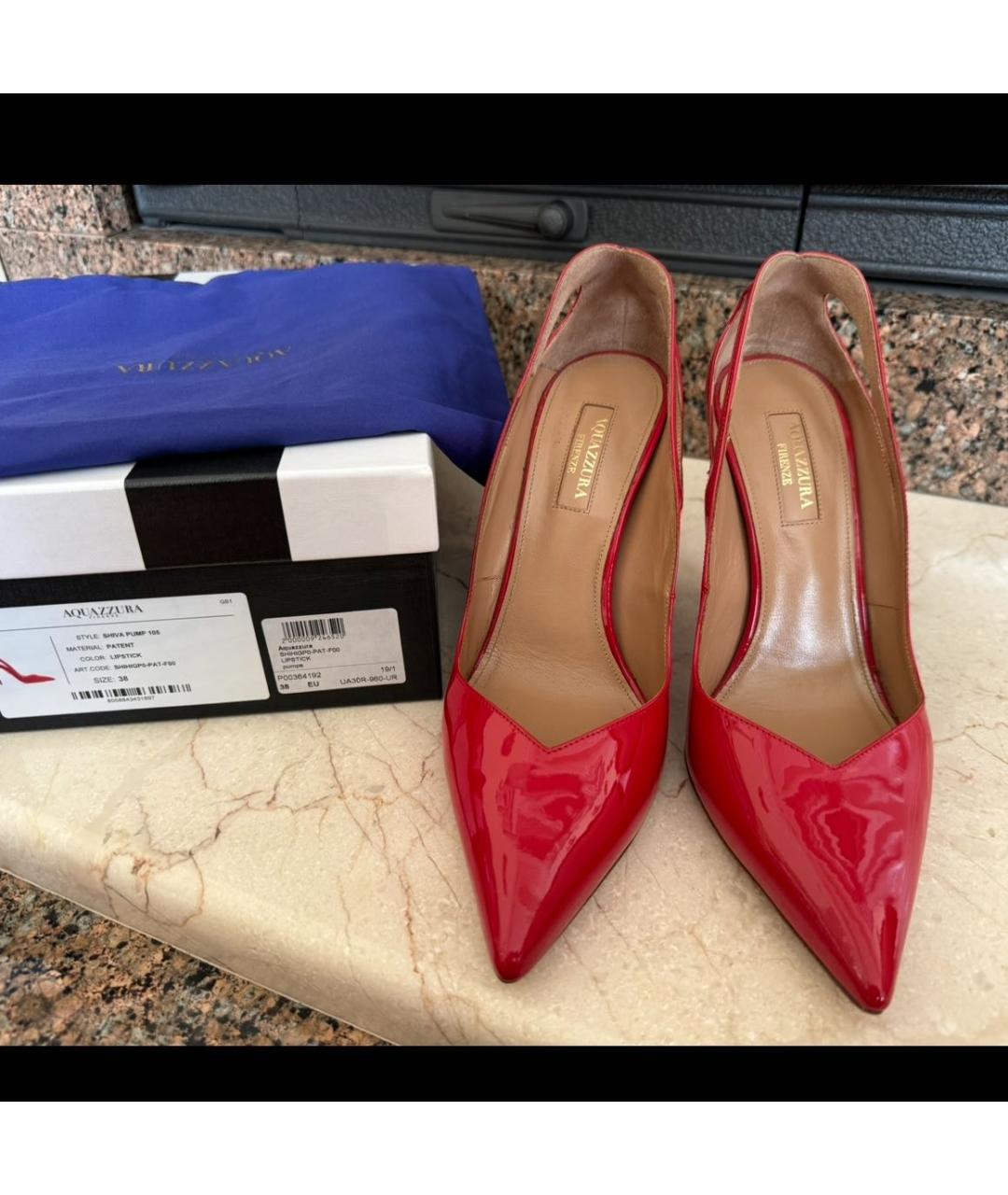 AQUAZZURA Красные туфли из лакированной кожи, фото 7