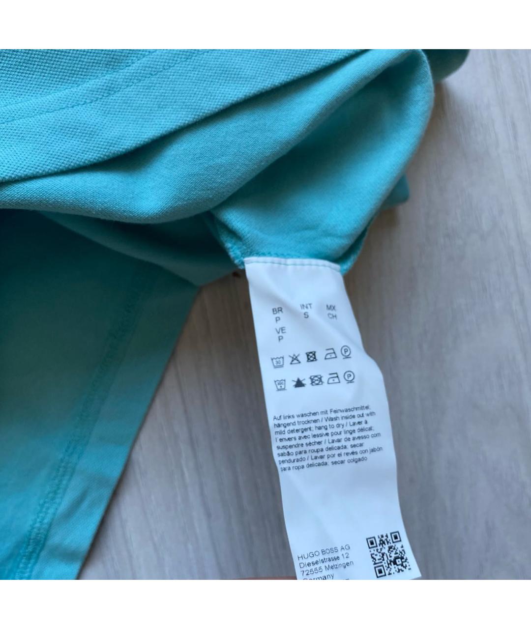 HUGO BOSS Голубое хлопко-эластановое поло с длинным рукавом, фото 6