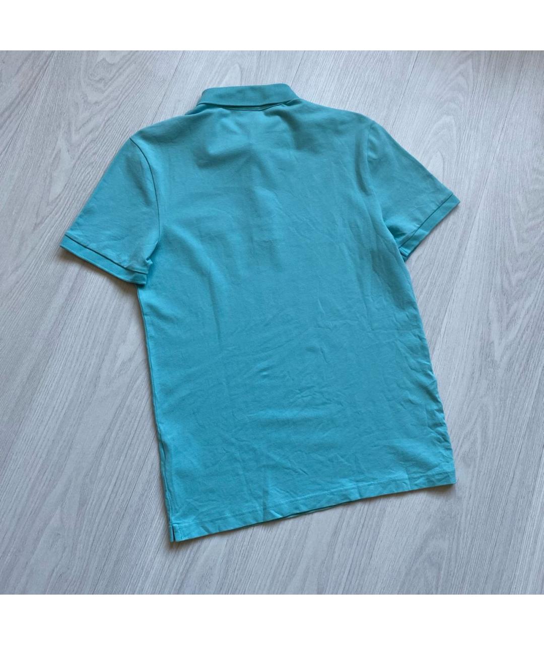 HUGO BOSS Голубое хлопко-эластановое поло с длинным рукавом, фото 5