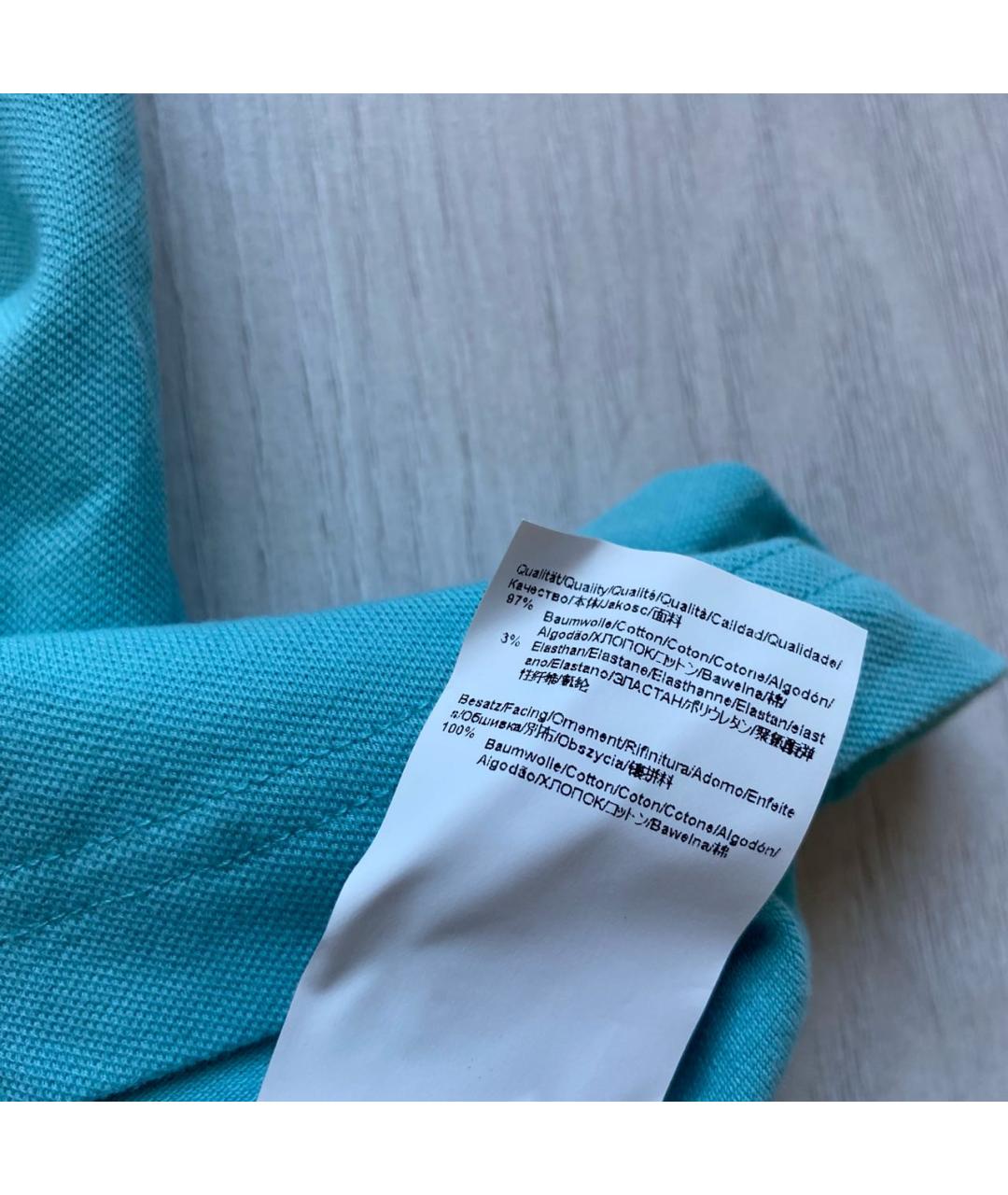 HUGO BOSS Голубое хлопко-эластановое поло с длинным рукавом, фото 7