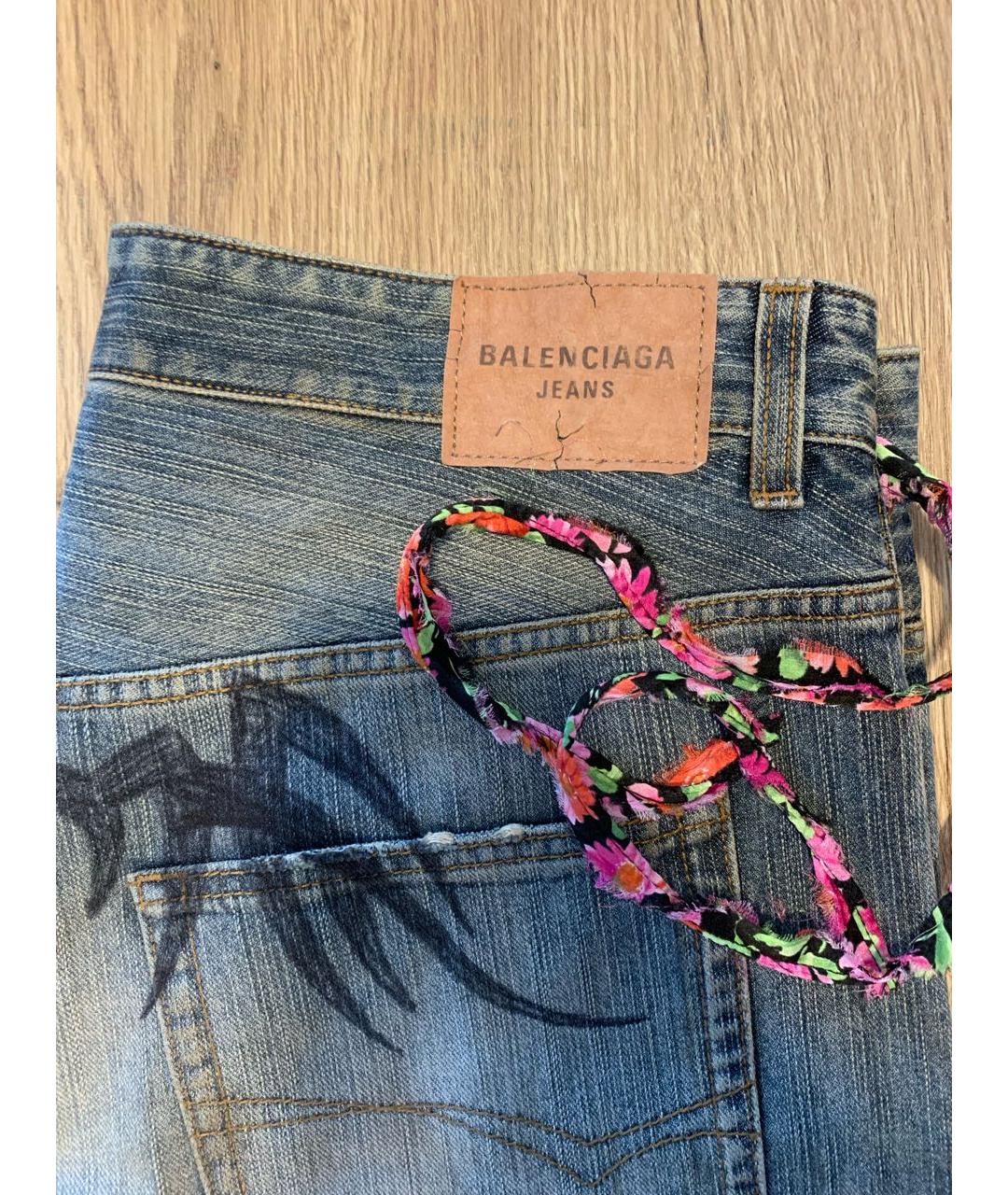 BALENCIAGA Голубые хлопковые джинсы клеш, фото 5