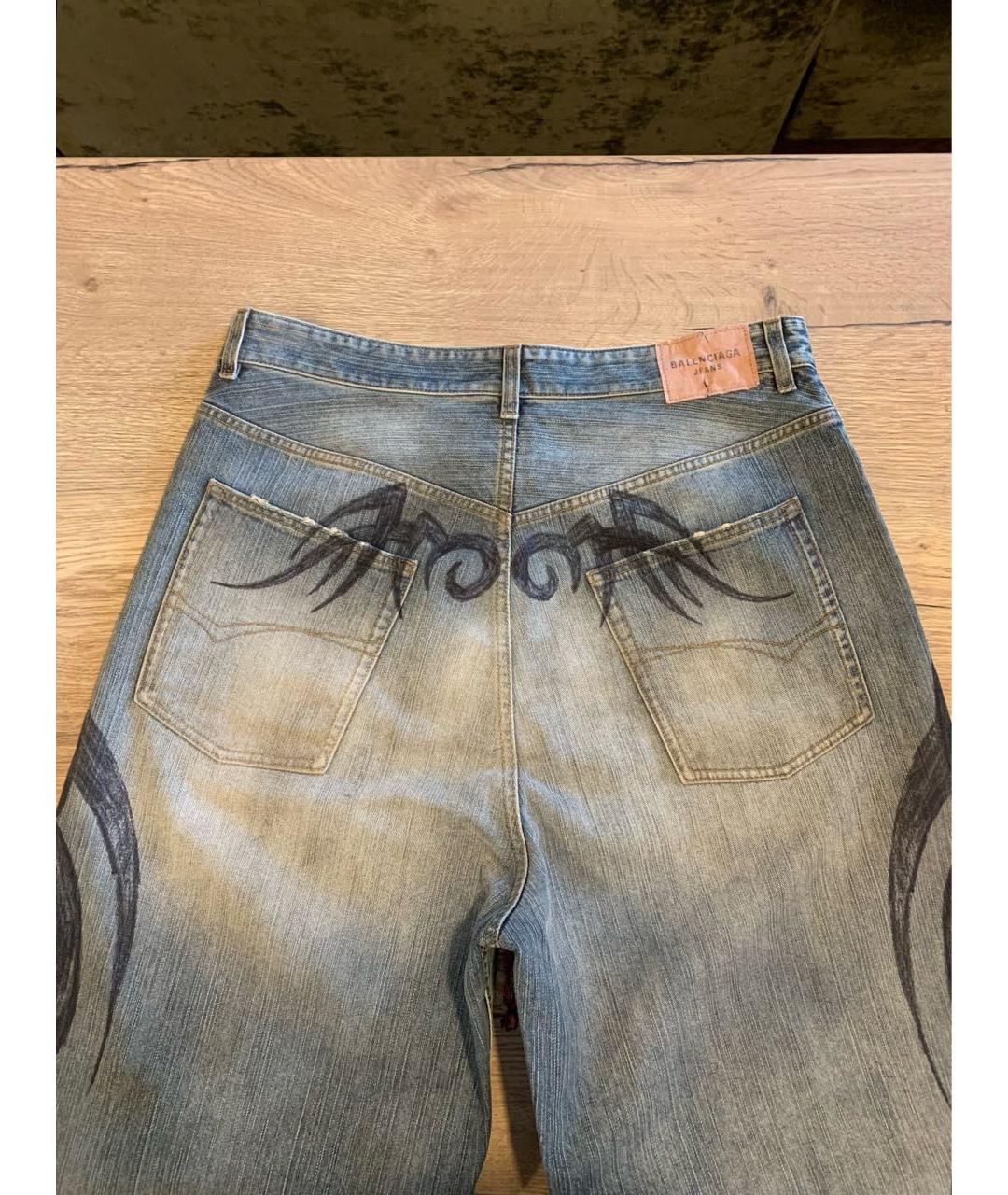 BALENCIAGA Голубые хлопковые джинсы клеш, фото 7