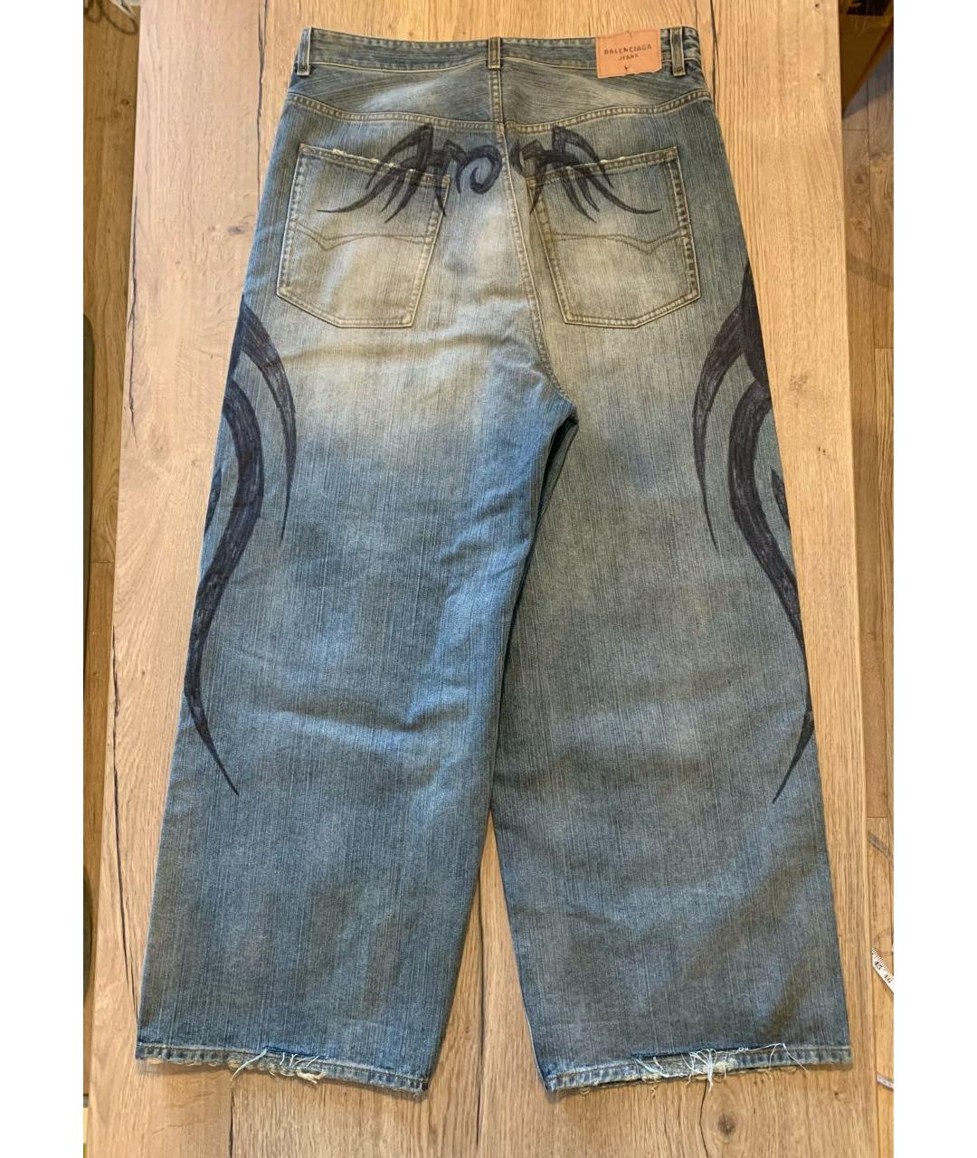BALENCIAGA Голубые хлопковые джинсы клеш, фото 2