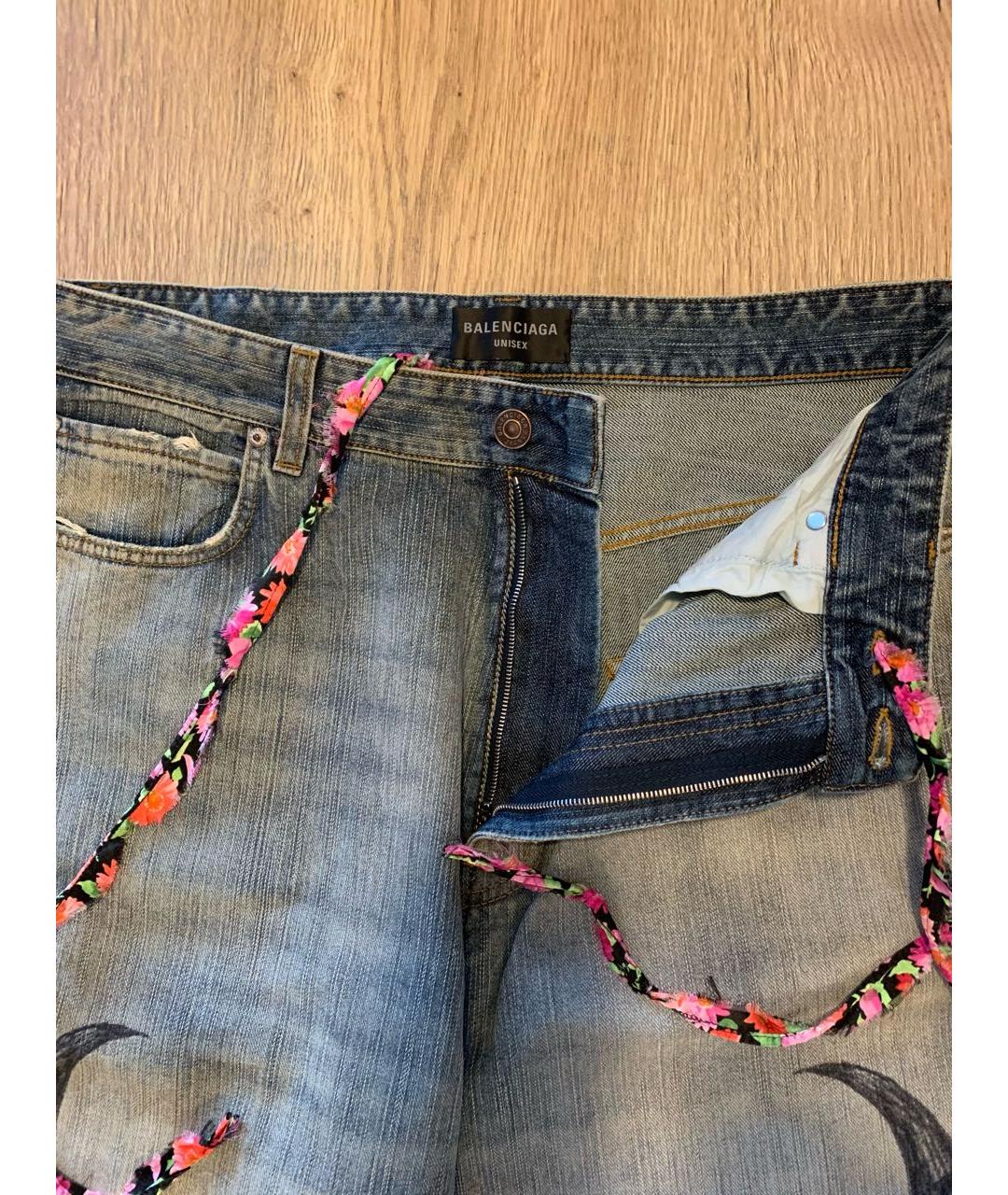 BALENCIAGA Голубые хлопковые джинсы клеш, фото 3