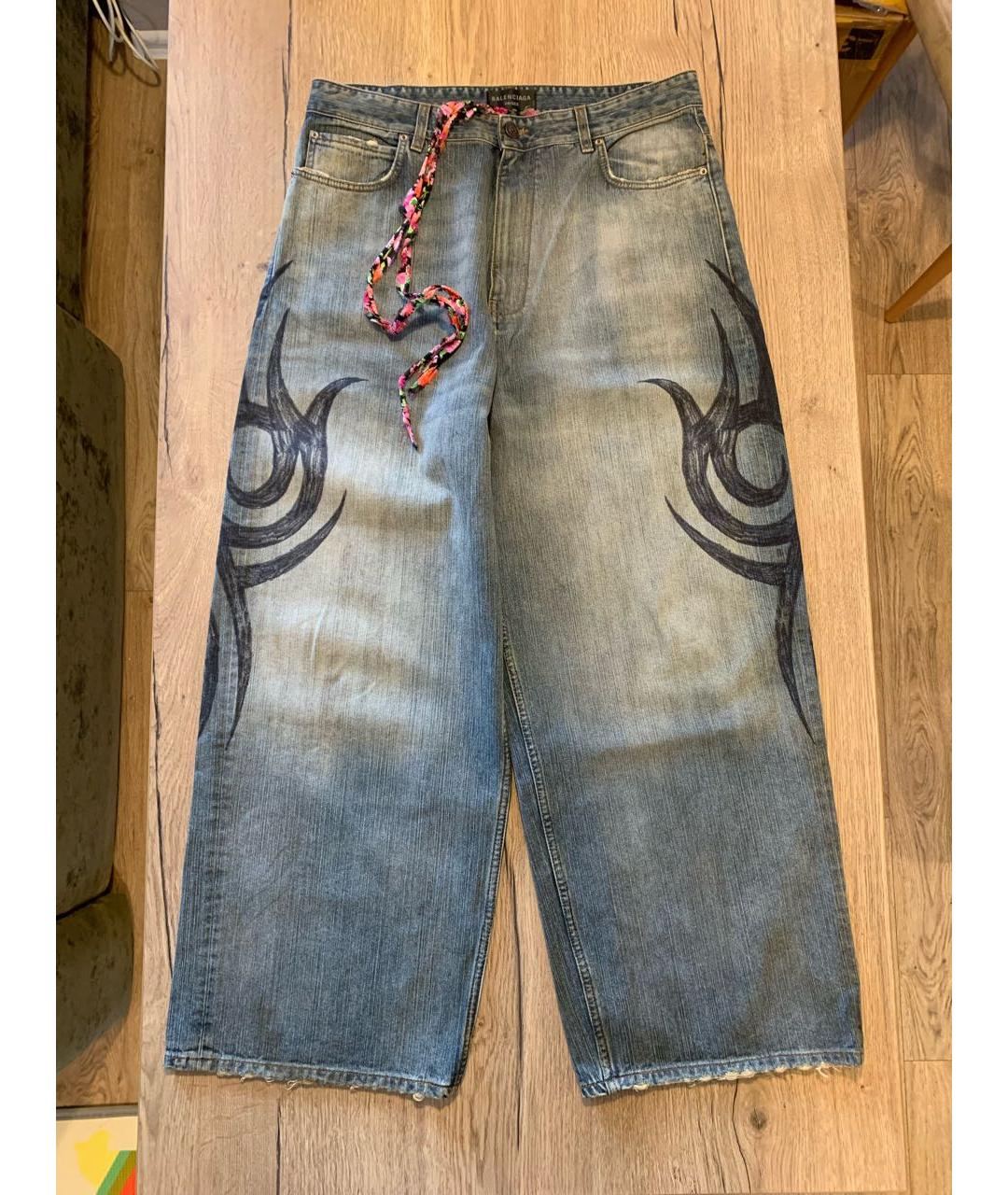 BALENCIAGA Голубые хлопковые джинсы клеш, фото 9