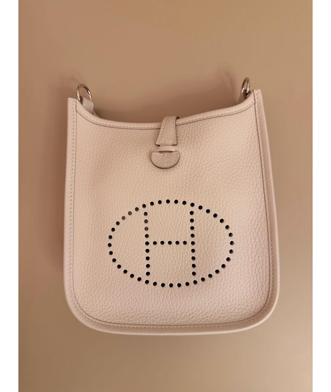 HERMES Белая кожаная сумка через плечо, фото 5