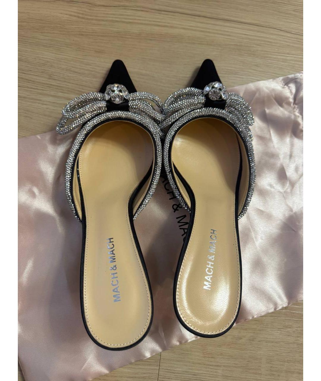 MACH&MACH Черные текстильные мюли, фото 3