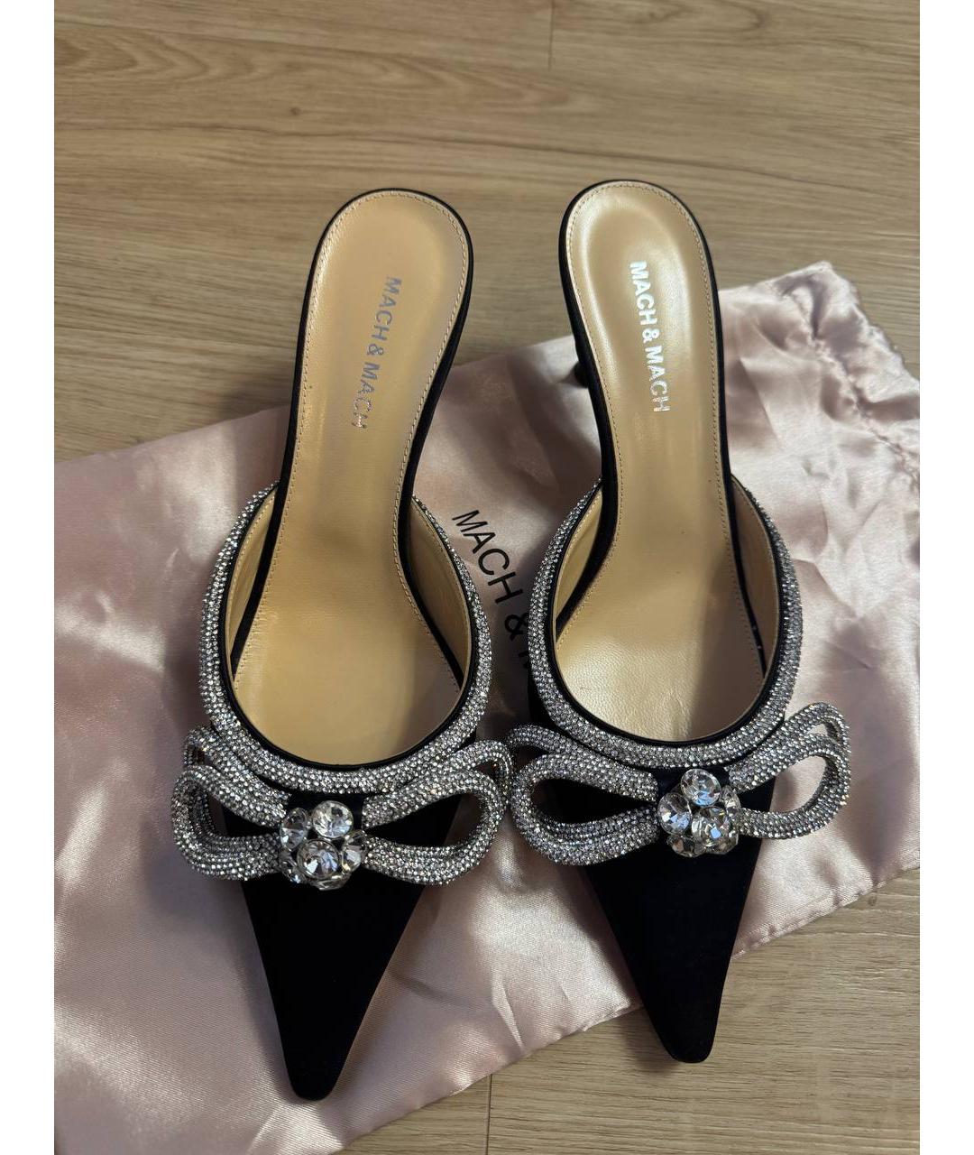 MACH&MACH Черные текстильные мюли, фото 2