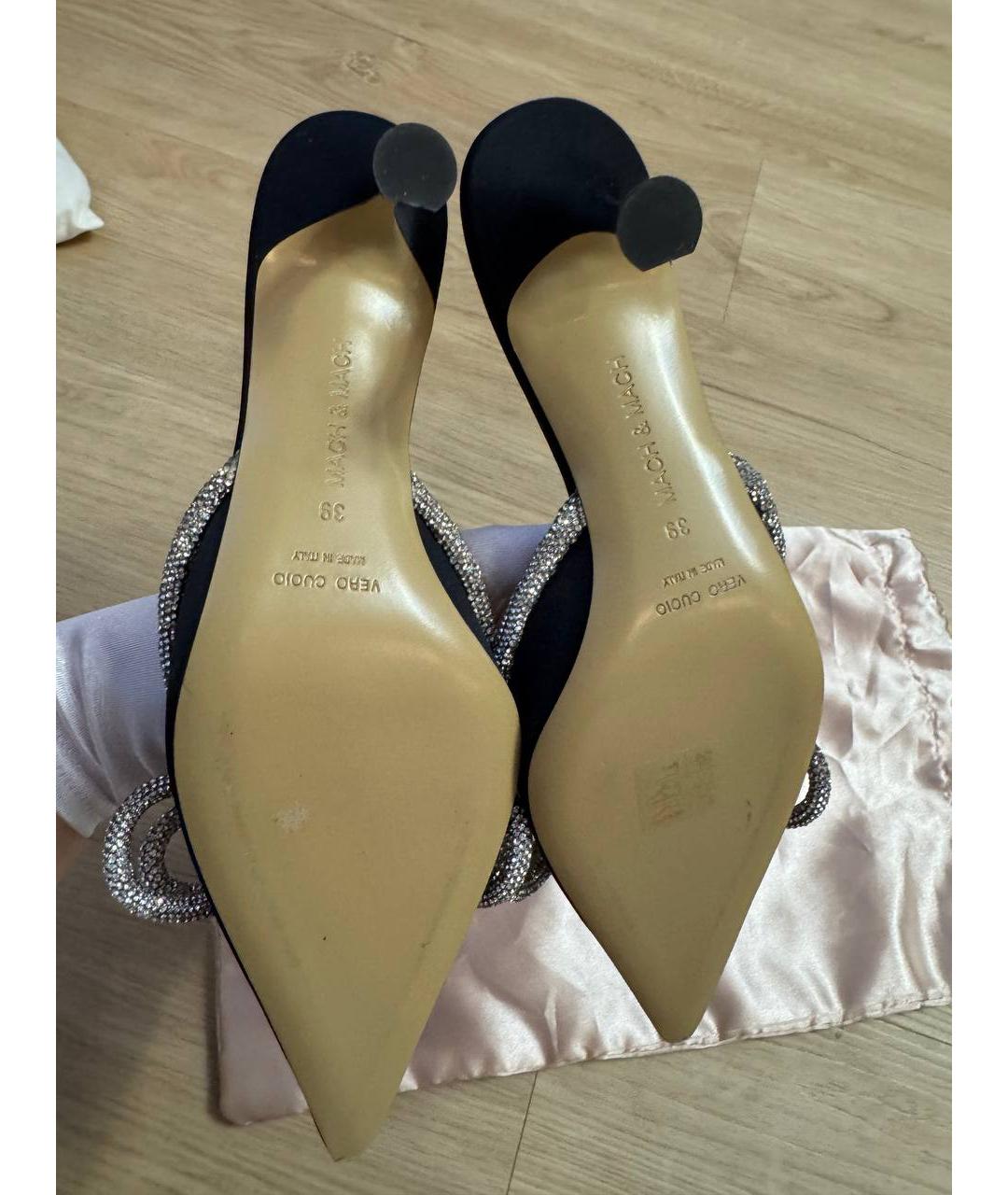 MACH&MACH Черные текстильные мюли, фото 5