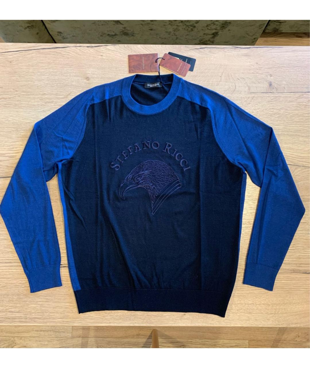 STEFANO RICCI Темно-синий шерстяной джемпер / свитер, фото 9