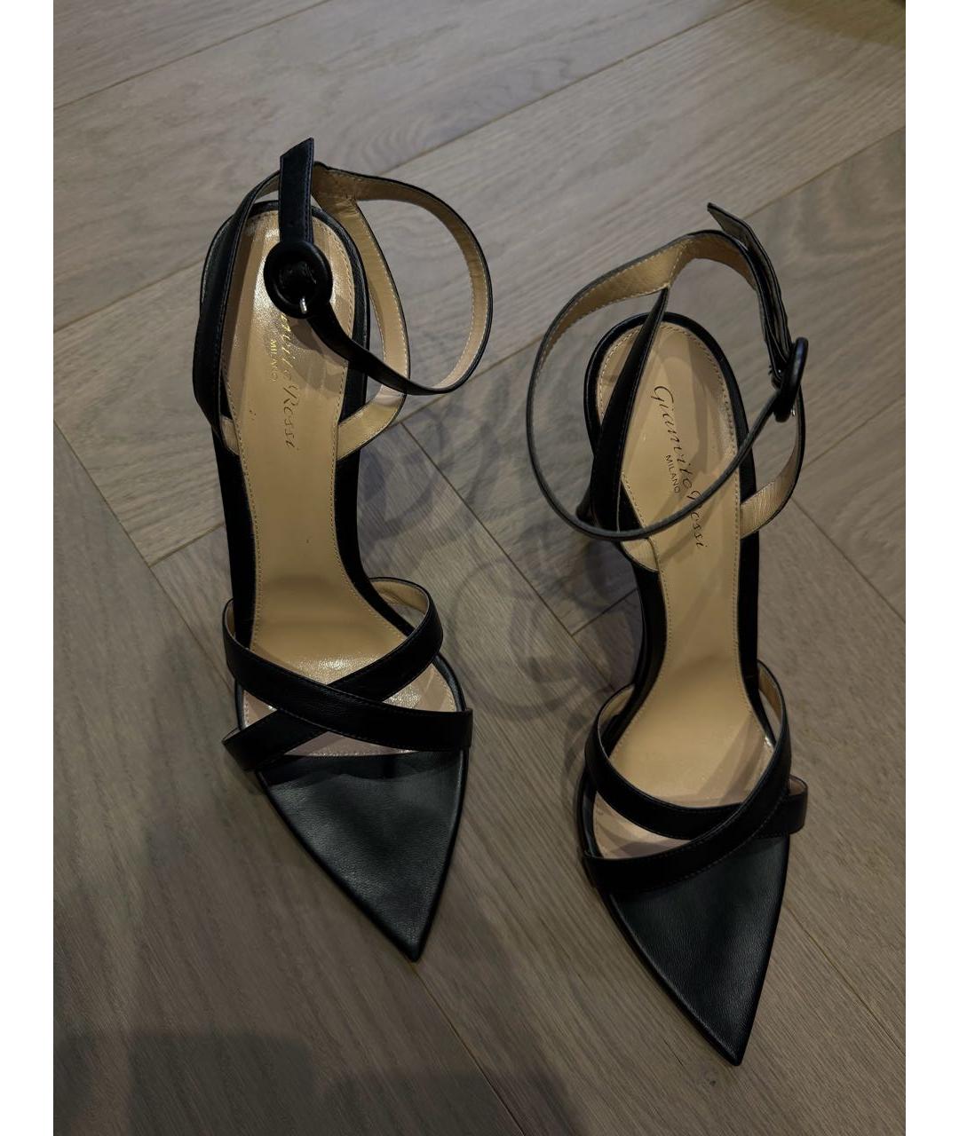 GIANVITO ROSSI Черные кожаные босоножки, фото 3