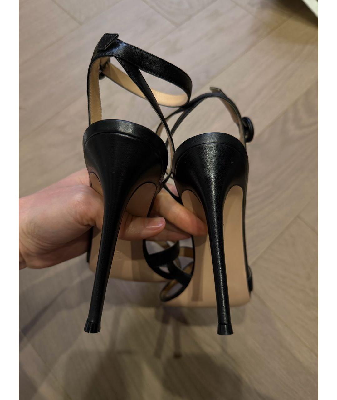 GIANVITO ROSSI Черные кожаные босоножки, фото 4