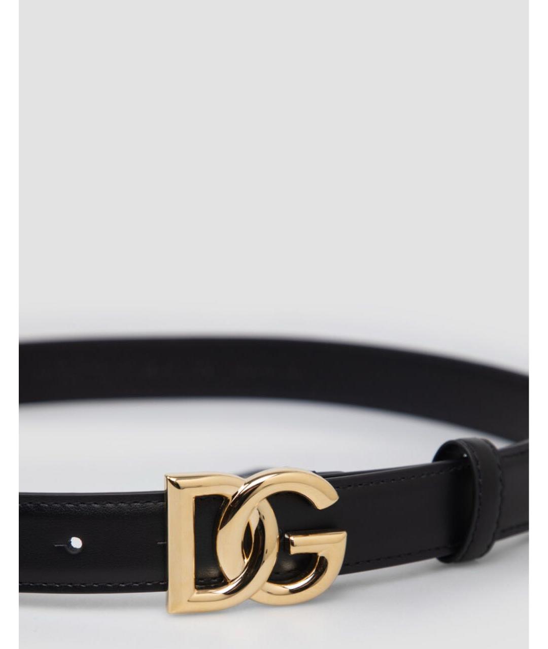 DOLCE&GABBANA Черный кожаный ремень, фото 3