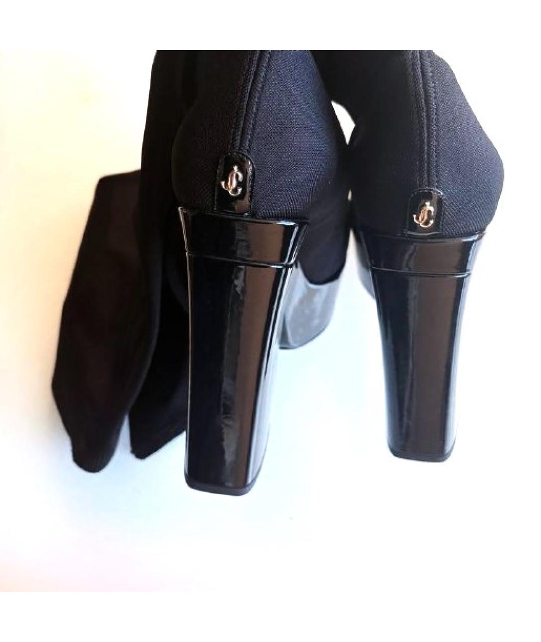 JIMMY CHOO Черные текстильные ботфорты, фото 8