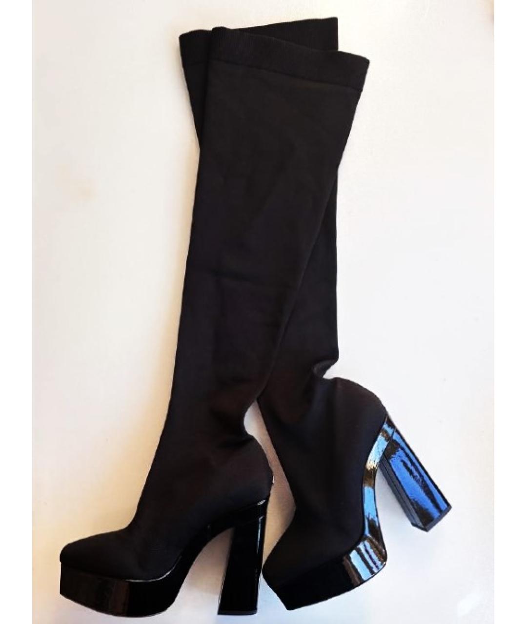 JIMMY CHOO Черные текстильные ботфорты, фото 5