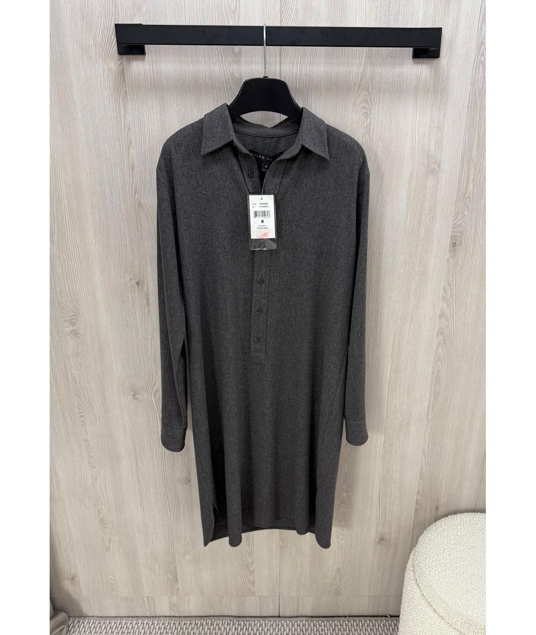 RALPH LAUREN Антрацитовое шерстяное повседневное платье, фото 5