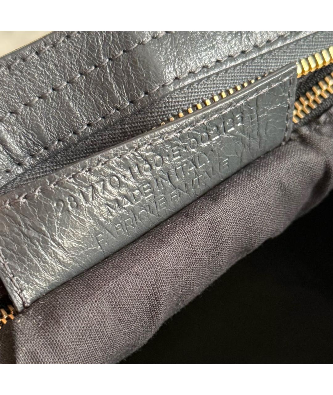 BALENCIAGA Антрацитовая кожаная сумка с короткими ручками, фото 5