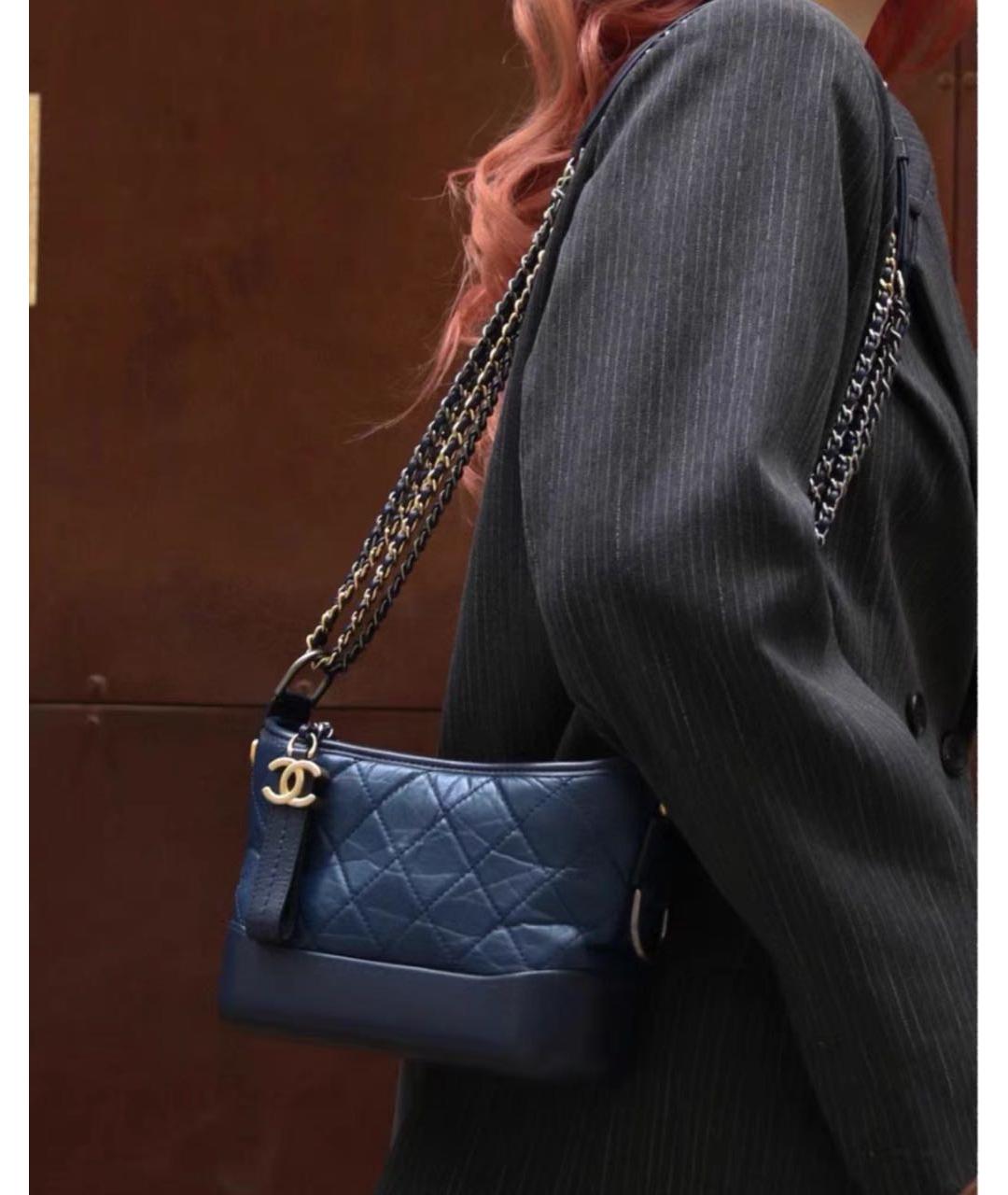 CHANEL Темно-синяя кожаная сумка через плечо, фото 4