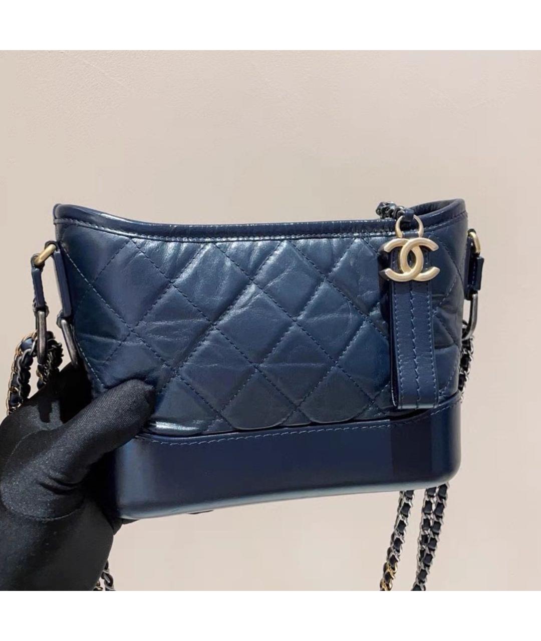 CHANEL Темно-синяя кожаная сумка через плечо, фото 2