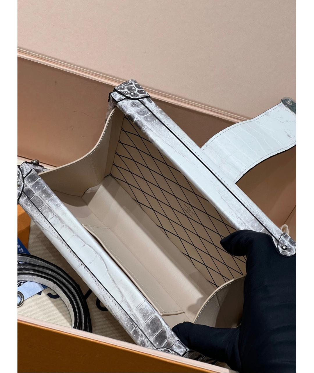 LOUIS VUITTON Серая кожаная сумка через плечо, фото 4