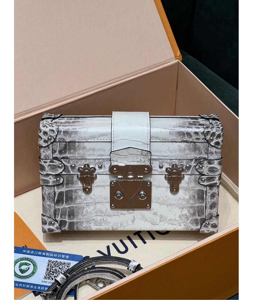 LOUIS VUITTON Серая кожаная сумка через плечо, фото 7