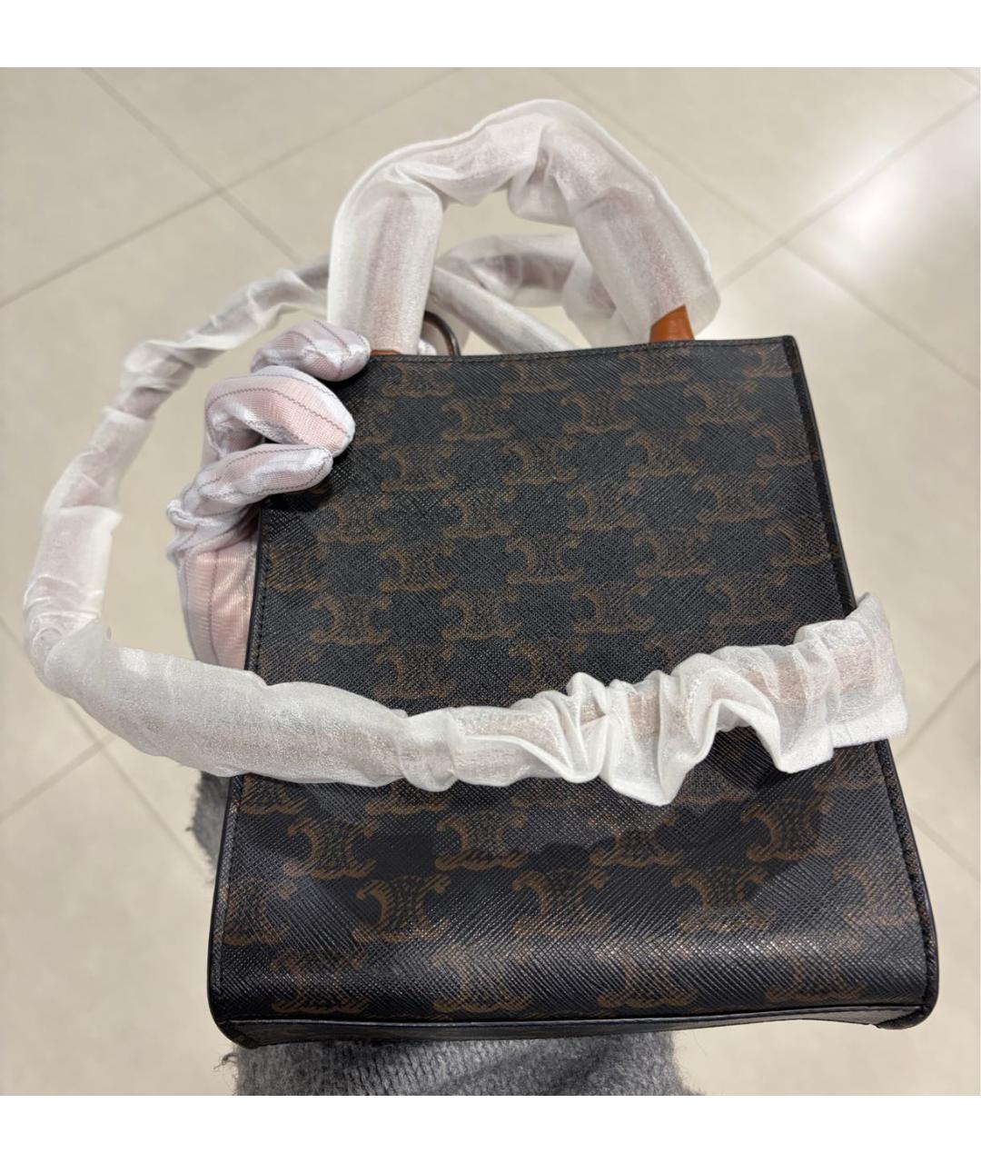 CELINE Коричневая кожаная сумка через плечо, фото 4