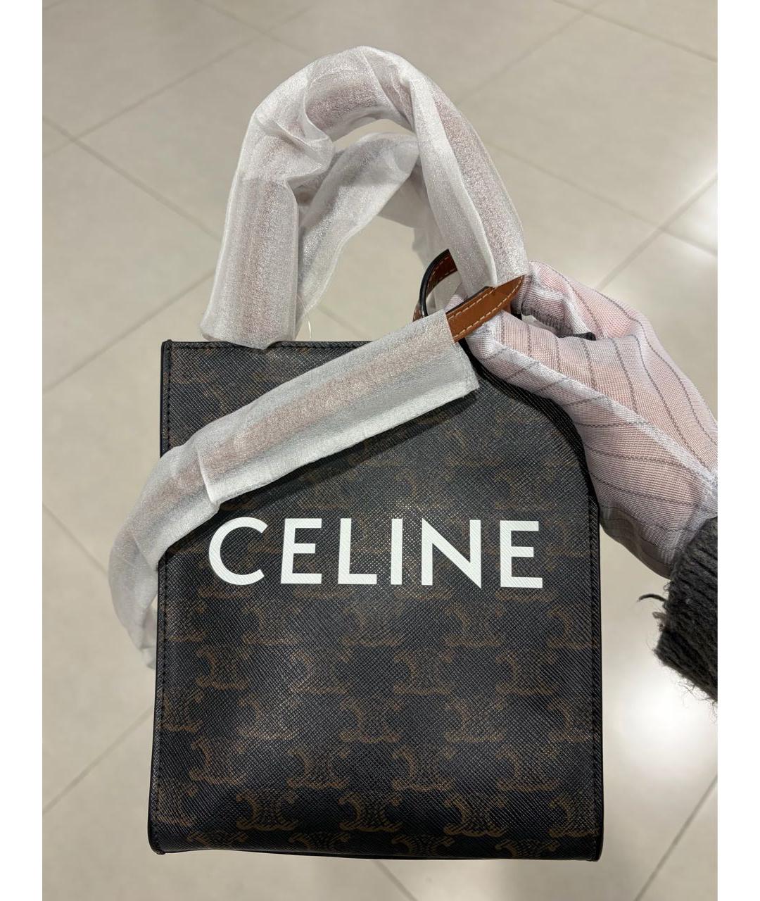 CELINE Коричневая кожаная сумка через плечо, фото 2