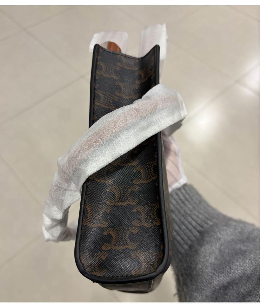 CELINE Коричневая кожаная сумка через плечо, фото 3