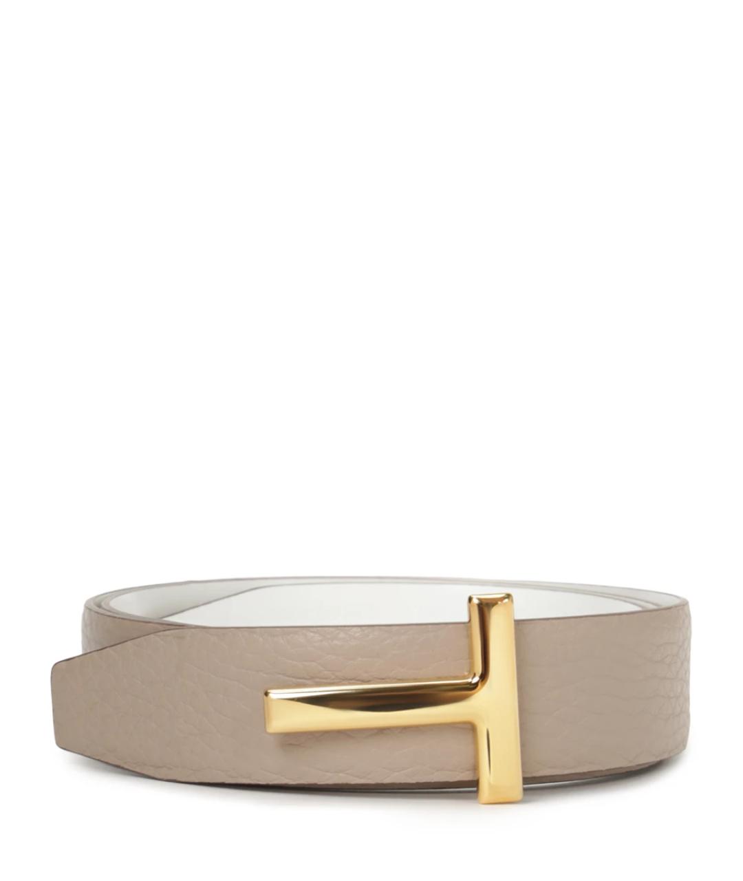 TOM FORD Бежевый кожаный ремень, фото 1
