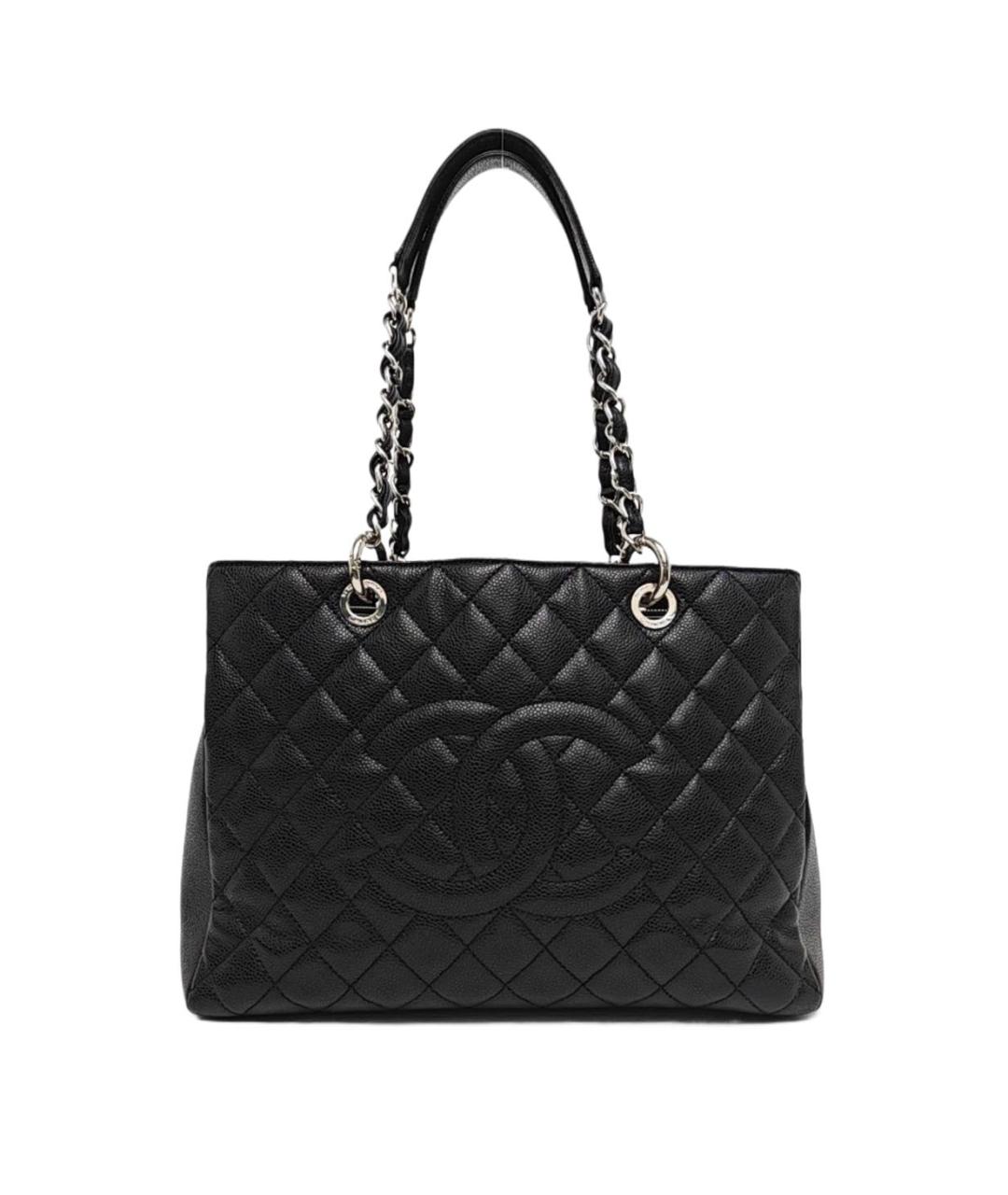 CHANEL Черная кожаная сумка тоут, фото 5