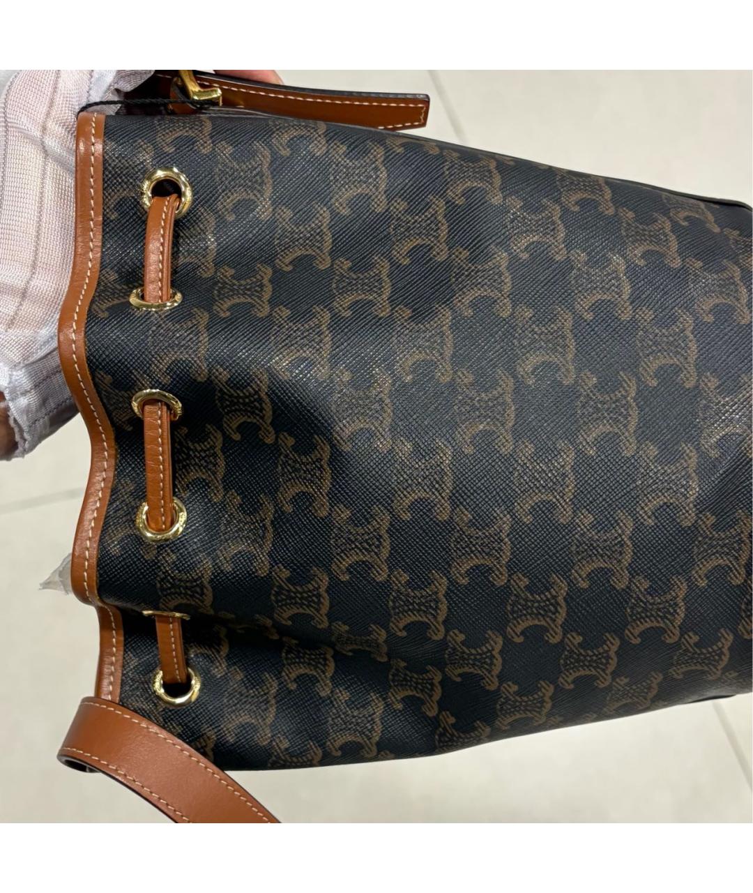 CELINE Коричневая кожаная сумка тоут, фото 3