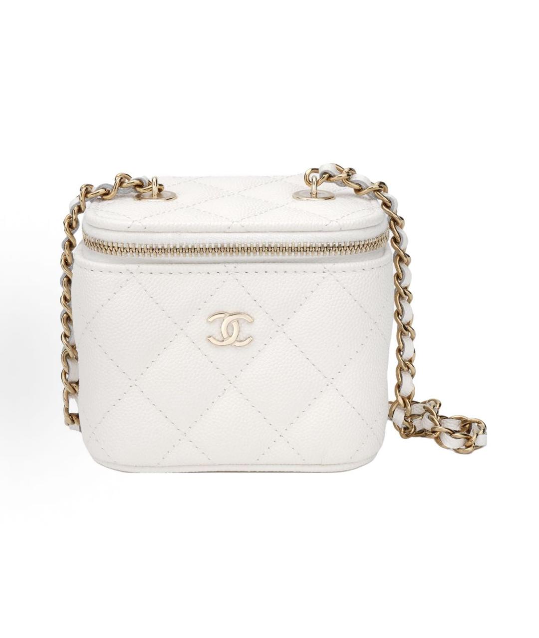 CHANEL Белая кожаная сумка через плечо, фото 5
